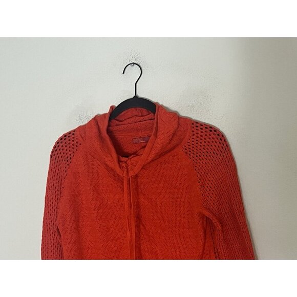 Prana red cotton/wool blend Knit cedar sweater cowl neck Size Medium - Picture 2 of 16